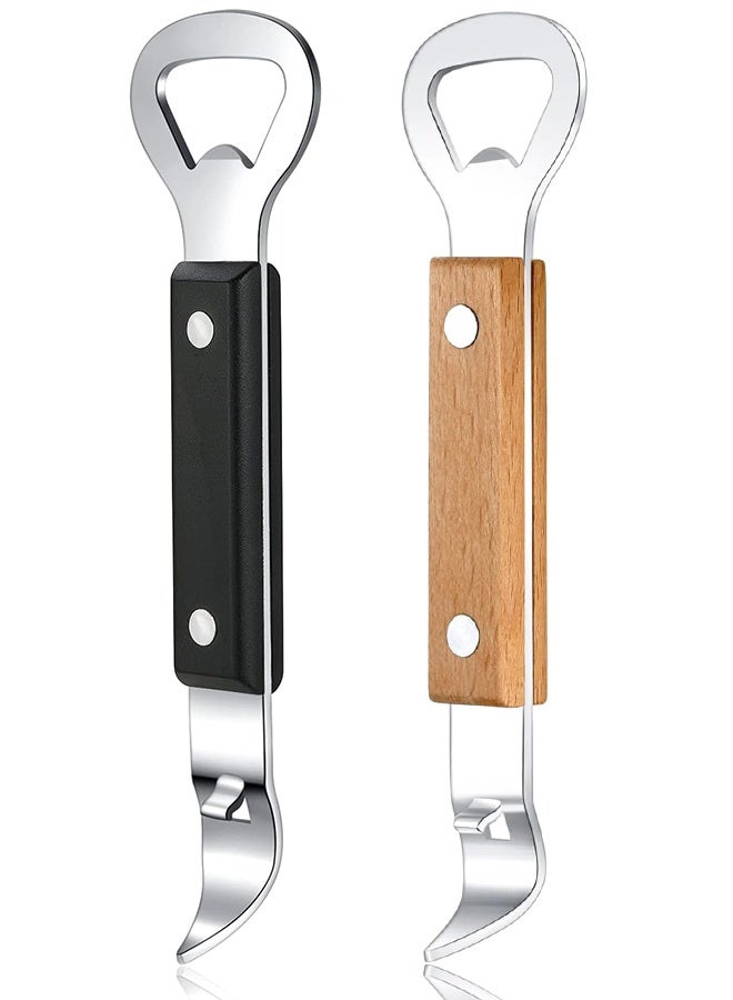 2 Pack Stainless Steel & Plastic Bottle Openers, 3-in-1 Can Opener, Black&Burlywood  - Image 1