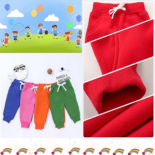 CuteOn Unisex Toddler Jogger Pants Kids Cotton Elastic Waist Winter Baby Sweatpants Pants 4Years Red - Image 4