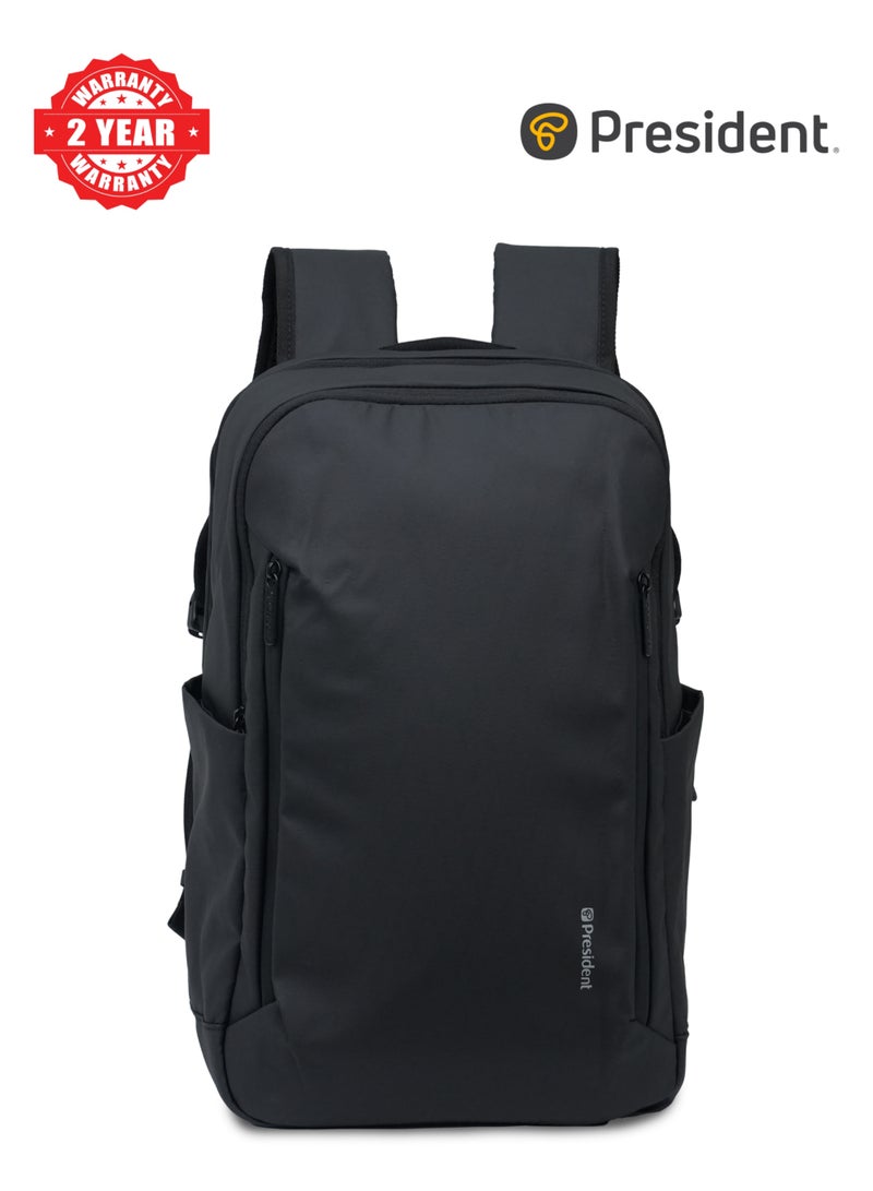 PRESIDENT Unisex Backpack durable premium water-resistant shoulder daypack for office business travel college school,( Black ) BPP3057 - Image 1
