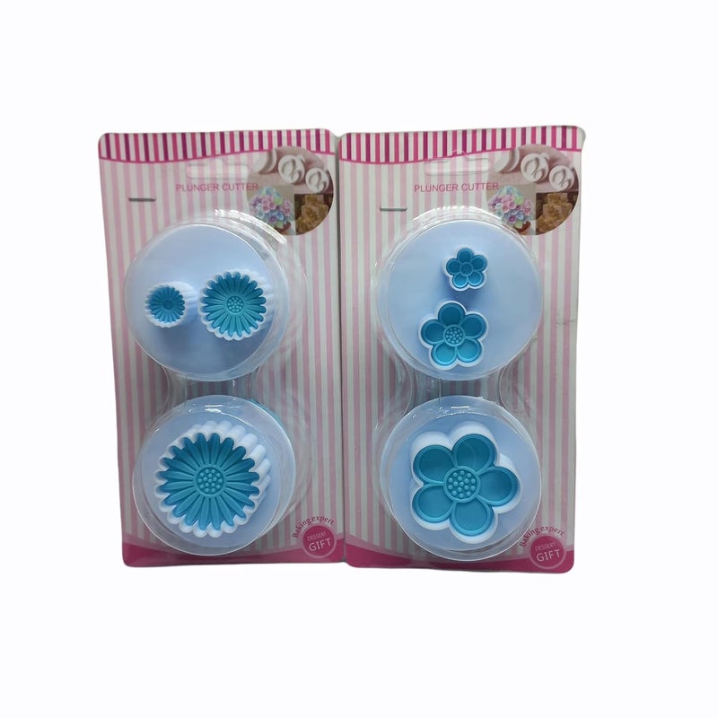 Bake Bully Bake Bully2 PCs Flower Shape Fondant 2 PCs 5 Petal Flower Plastic Plunger Plunger Cutter for Cake Decorating Set of 2 - Image 1