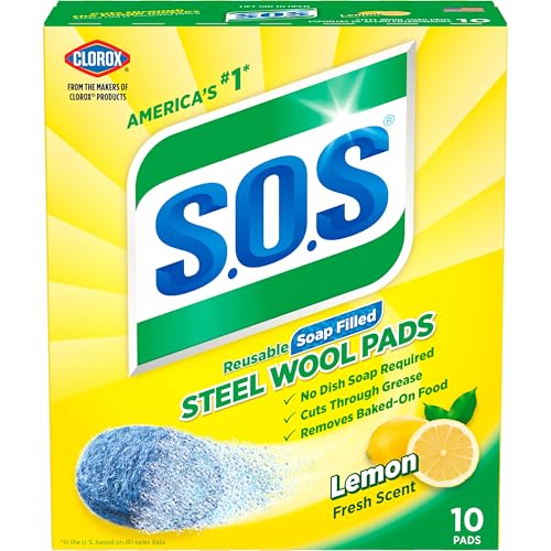 S.O.S Steel Wool Soap Pads, Lemon Fresh, 10 Count - Image 1