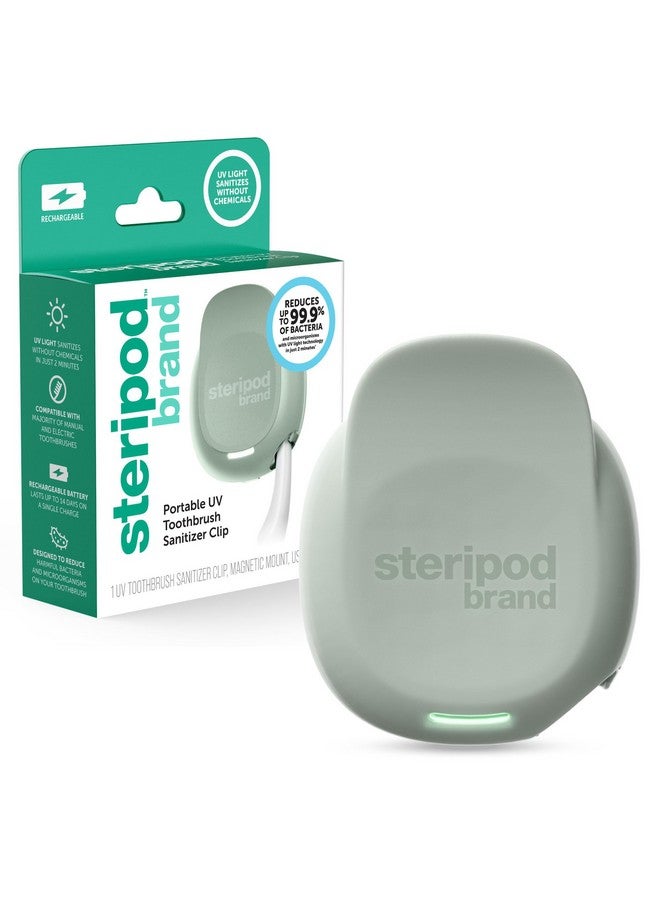 ستيريبود مشبك معقم فرشاة الأسنان المحمول بالأشعة فوق البنفسجية من ماركة Steripod، يقلل من الكائنات الحية الدقيقة الضارة، قابل لإعادة الشحن، لون مريمية، قطعة واحدة - Image 1