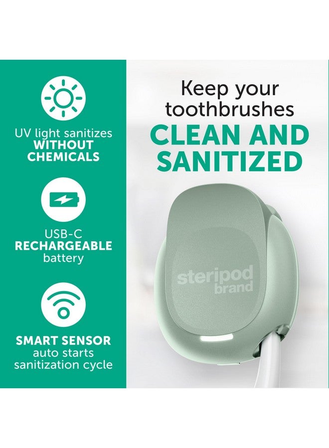 ستيريبود مشبك معقم فرشاة الأسنان المحمول بالأشعة فوق البنفسجية من ماركة Steripod، يقلل من الكائنات الحية الدقيقة الضارة، قابل لإعادة الشحن، لون مريمية، قطعة واحدة - Image 4