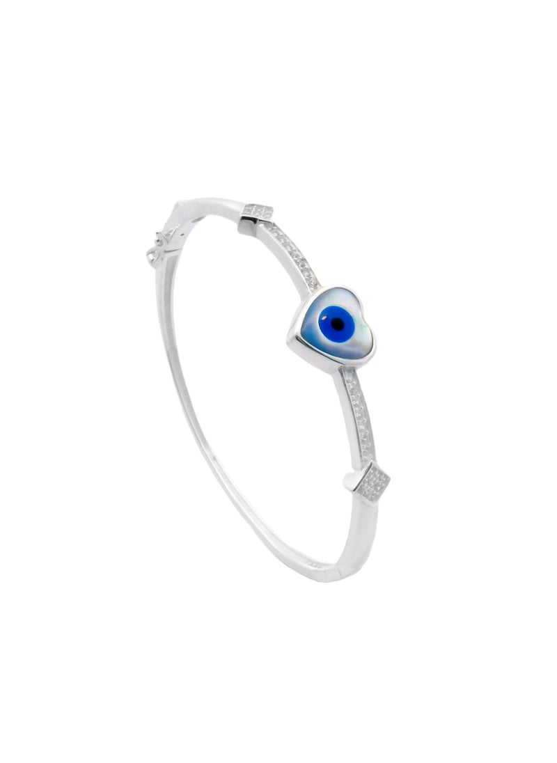 AK Jewels 925 SILVER CZ EVIL EYE BANGLE 
