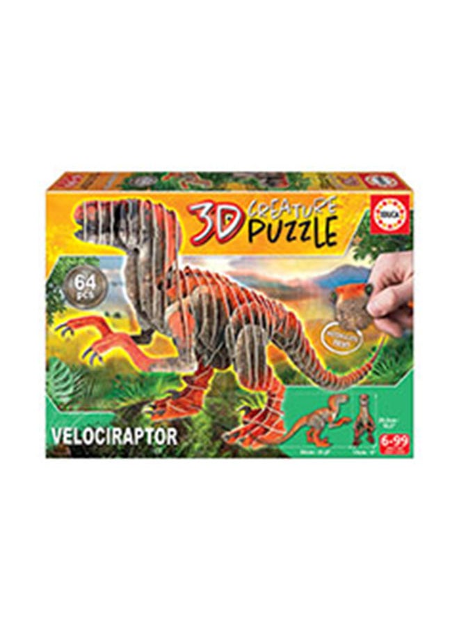 EDUCA 64 Piece Velociraptor 3D Creature Puzzle  - Image 1
