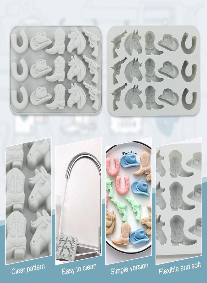 panthra 2 PCS Cowboy Chocolate Molds, With Cowboy Hat, Boot, Horse, Saddle, Cowboys Hat Chocolate Mold for Making Chocolates, Candies, Jelly, Cake, Fondant, Cupcake Topper - Image 3