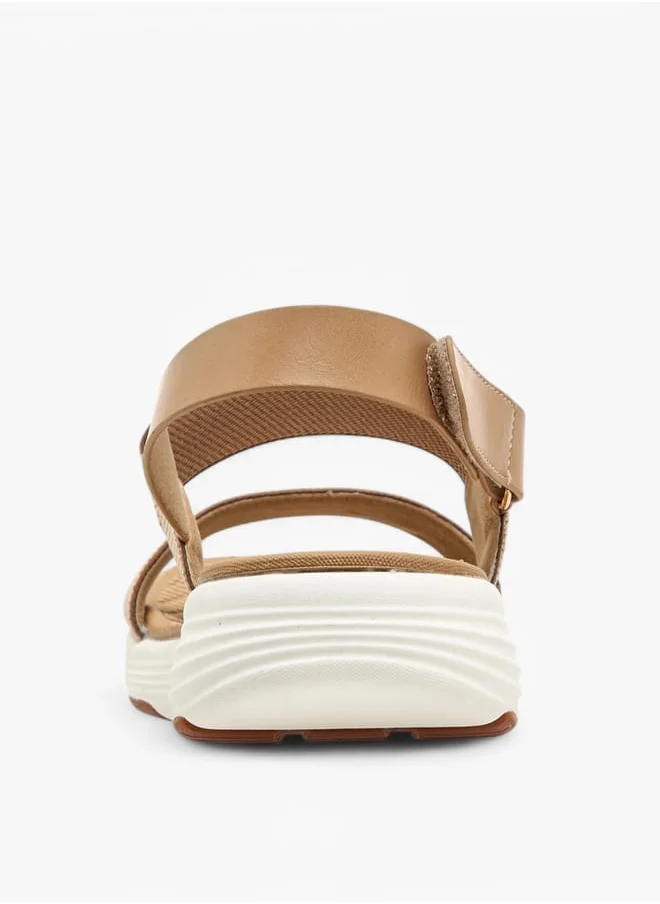 لو كونفورت Women Textured Strap Sandals with Hook and Loop Closure