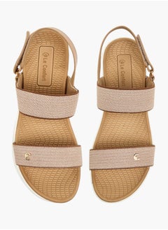 Women Textured Strap Sandals with Hook and Loop Closure