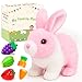 Easfan Walking Rabbit Interactive Electronic Pet Plush Bunny Toy with Sounds and Movements Hoping Rabbit Ears Moving Educational Plush Toy Easter Birthday Gifts for Kids Girls 7WhitePink - Image 2