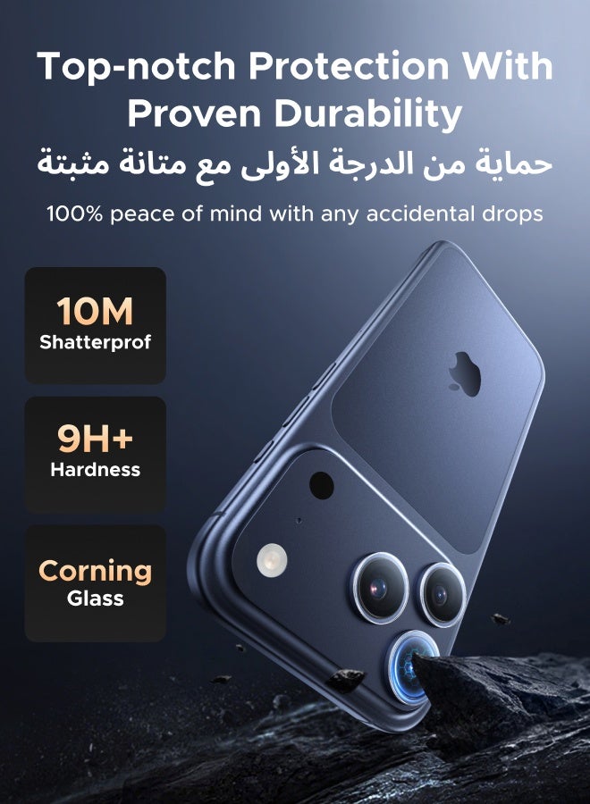 يو جرين واقي عدسة كاميرا آيفون 17 برو/ برو ماكس فائق الوضوح، مضاد للخدش، سهل التركيب، فتحات دقيقة، لاصق لا يترك بقايا، متوافق مع معظم الجرابات، زجاج مقوى فائق النحافة، عبوة واحدة - Image 3