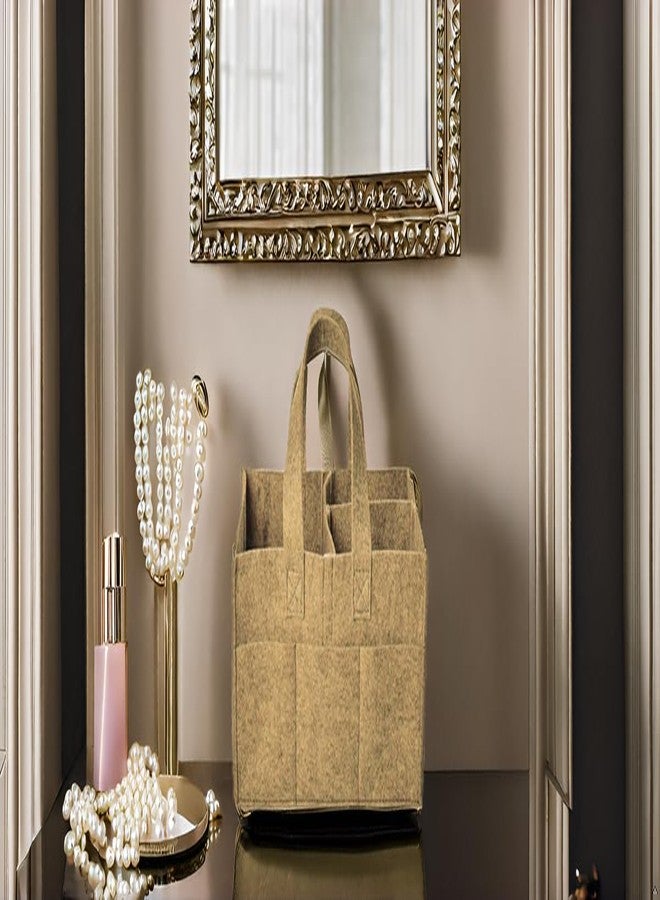 RENVA Storage Caddy, Felt Divided Design, Diaper and Wipes Organizer with Handles (Beige) - Image 2