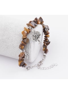 Güneş Avm GÜNEŞAVM Tiger Eye Natural Stone Tree of Life Hanging Broken Stone Bracelet 