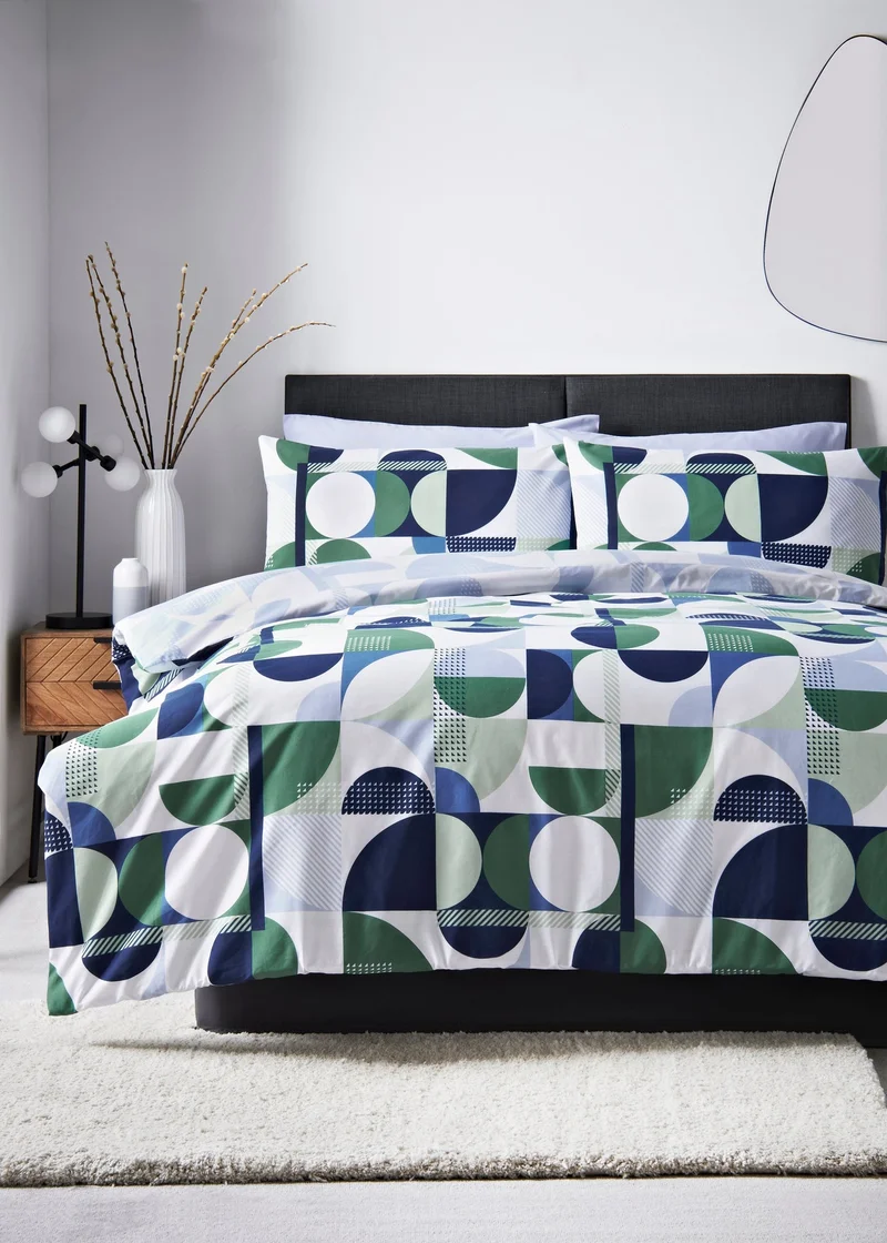 Matalan Blue Geometric Duvet Set