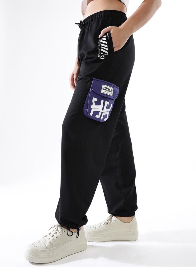Hubberholme Women's Multicolour Terry Colourblocked Regular Length Jogger Track Pant - Image 2