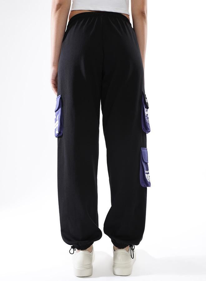 Hubberholme Women's Multicolour Terry Colourblocked Regular Length Jogger Track Pant - Image 5