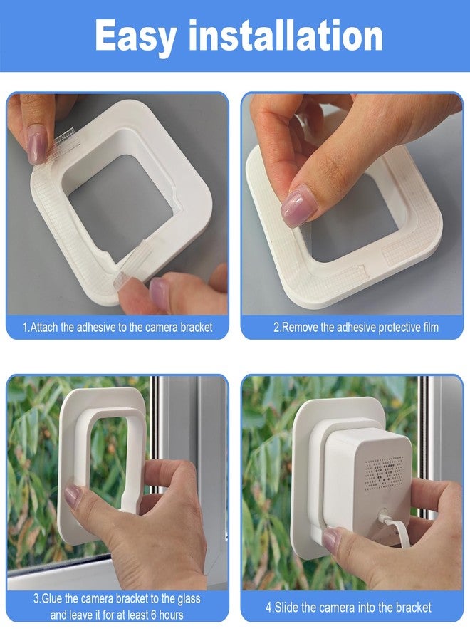 ريير حاملان للنافذة، مناسبان لكاميرا Wyze Cam V4/V3 - حامل كاميرا لاصق على الزجاج للمراقبة الخارجية، ومراقبة الطيور، ومشاهدة الحيوانات الأليفة، تركيب بدون حفر للمستأجرين - غير مناسب للزجاج المزدوج أو الزجاج المصنفر، أبيض - Image 5