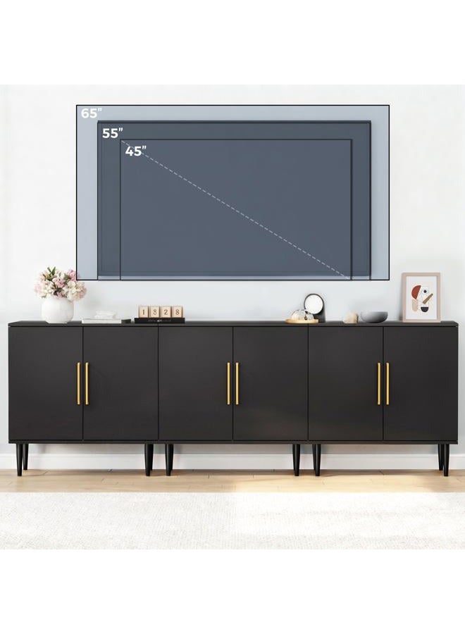 Vrullu Modern Storage Cabinet, Free Standing Buffet Cabinet, Black Sideboard and Buffet Storage, Wood Accent Cabinet for Living Room, Hallway, Entryway, Dining Room, Bedroom (1, Black) - Image 2