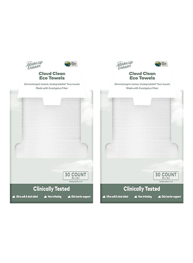 Makeup Eraser The Original MakeUp Eraser Cloud Clean Eco Towels - Ultra-Soft, Disposable Face Towelette - 100% USDA Biobased - Helps Reduce Dryness & Redness - 30 Ct, 2 Pack (60 Total - Image 1
