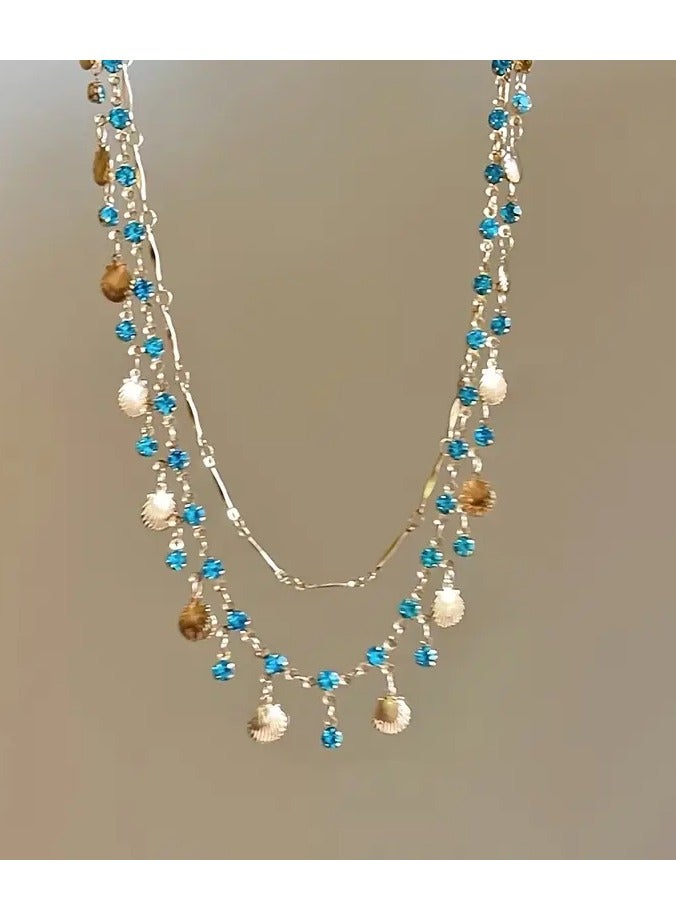 جلوسكي 1 قطعة جديدة قذيفة شريبة قلادة سوار خفيفة فاخرة متطابقة راقية تنورة طوق سلسلة رقبة صغيرة سلسلة ملحقات مناسبة للحفلات النسائية - Image 3