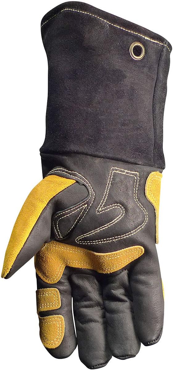 Caiman Caiman Premium Top Grain Cowhide Leather MIGStick Welders Glove with Flame Resistant Fleece Laminated Foam Insulation CoolDesign TuffSteer Kevlar BlackGold XLarge 18326  - Image 3