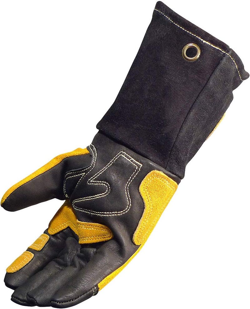 Caiman Caiman Premium Top Grain Cowhide Leather MIGStick Welders Glove with Flame Resistant Fleece Laminated Foam Insulation CoolDesign TuffSteer Kevlar BlackGold XLarge 18326  - Image 5
