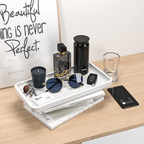 Weenson Bathroom Vanity Tray for Countertop Toiletries Makeup Decor Perfume Candles, Kitchen Tray for Soap Dispenser Spice Salt Coffee, Toilet Tank Tray Bamboo11.81” L x 6.1” W x 0.79” H (White) - Image 4