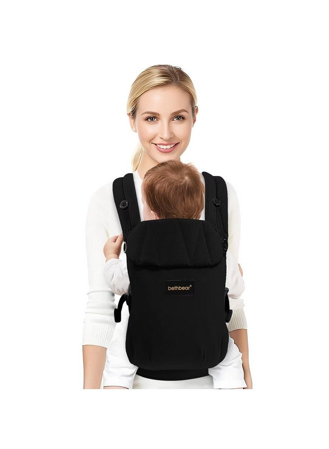 BethBear Baby Carrier for Newborn to Toddler 7-45 lbs with Natural Material, Ergonomic Design,Versatile and Adjustable,Hands Free for Moms&Dads,Black - Image 1