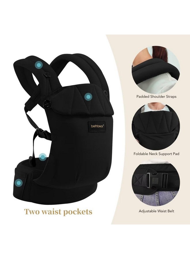 BethBear Baby Carrier for Newborn to Toddler 7-45 lbs with Natural Material, Ergonomic Design,Versatile and Adjustable,Hands Free for Moms&Dads,Black - Image 2