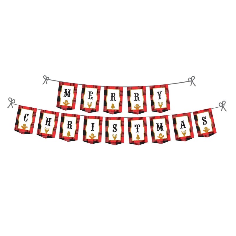 PrettyurParty PRETTY UR PARTY Merry Christma Party decorations Kit - 117 pcs includes Banners, balloons, thank you, centerpieces, tableware, Christmas Party Supplies, Xmas Party Decor, Christmas Banners for all - Image 3