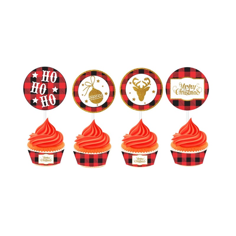 PrettyurParty PRETTY UR PARTY Merry Christma Party decorations Kit - 117 pcs includes Banners, balloons, thank you, centerpieces, tableware, Christmas Party Supplies, Xmas Party Decor, Christmas Banners for all - Image 5