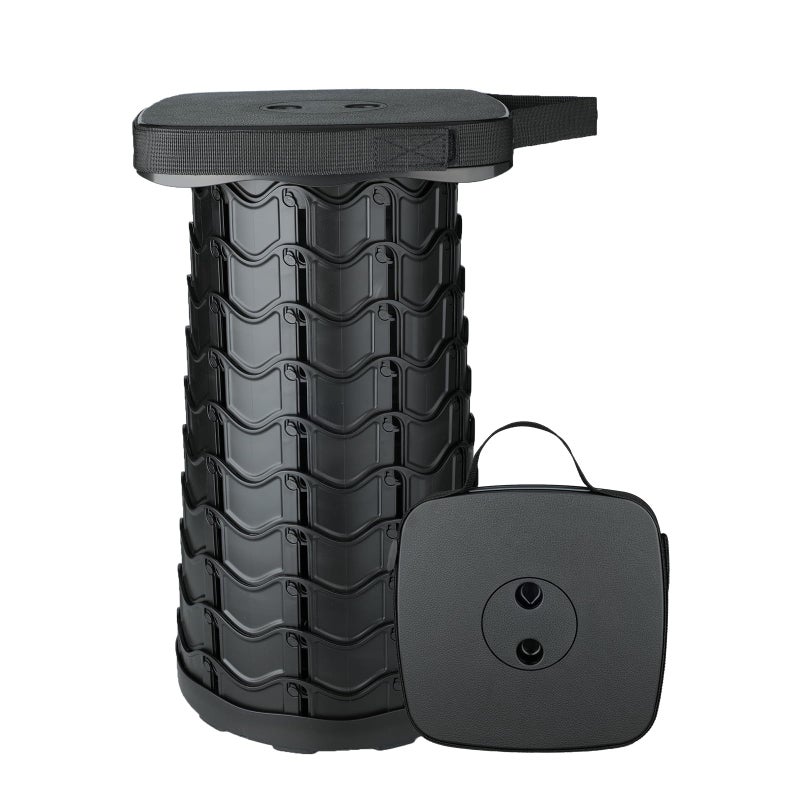 كرسي بوري مان القابل للطي المحسن مربع محمول خفيف الوزن ولكنه أكثر متانة بسعة تحميل 400 رطل مثالي للتخييم والصيد والمشي والشواء مربع أسود