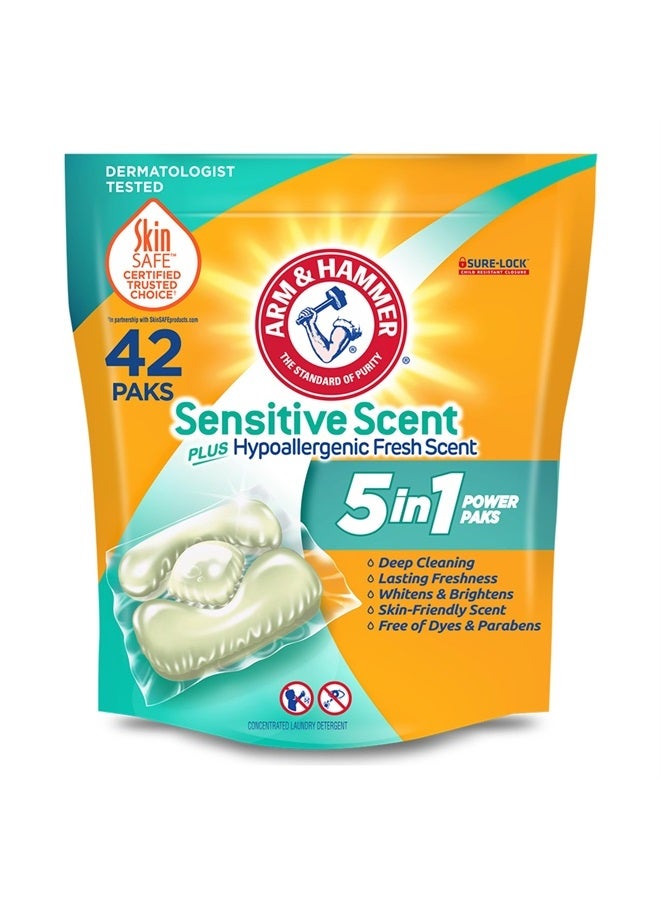 Arm & Hammer Sensitive Fresh Scent 5-IN-1 Power Paks, 42 count - Image 1