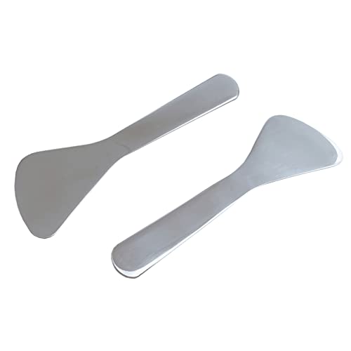 lasenersm 2Pcs Stainless Steel Cosmetic Spoon Spatulas Makeup Spatula Eye Cream Spoon Beauty Scoop Mini Spoon Makeup Beauty Spoons Mini Cosmetic Skincare Spatula for Home Salon Silver 