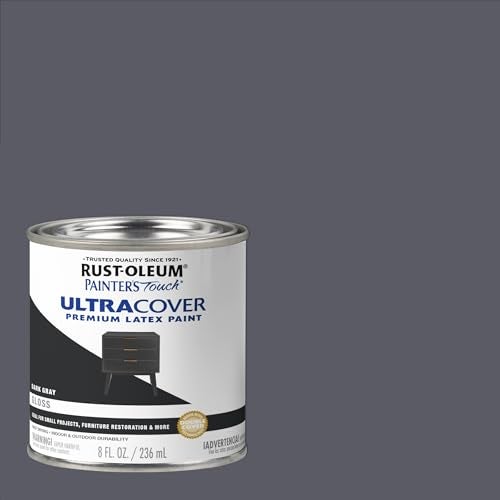 Rust-Oleum 1986730 Brush Painter's Touch Ultra-Cover Multi-Purpose Enamel Paint, 1/2 Pt Can, 8 Fl Oz (Pack of 1), Gloss Dark Gray - Image 3