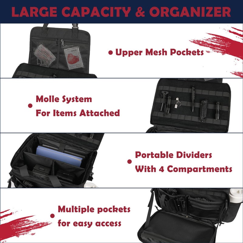 SCAVATA Patrol Bag Law Enforcement, Police Gear Car Front Seat Vehicle Organizer Bags with MOLLE System (Black) - Image 2
