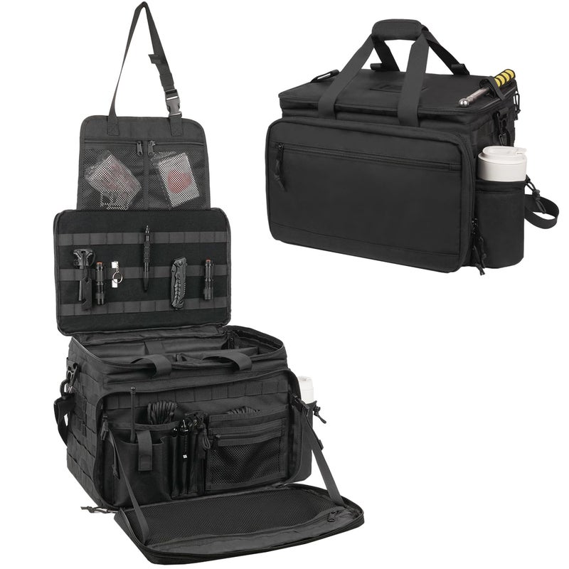 SCAVATA Patrol Bag Law Enforcement, Police Gear Car Front Seat Vehicle Organizer Bags with MOLLE System (Black) - Image 1