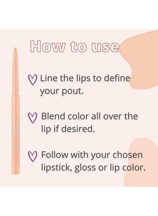 Petal Pout Lip Liner Smooth & Creamy Lip Liner With Pigment Rich Color, Prevents Feathering Of Lip Color, Comes With Builtin Sharpener (Nude)