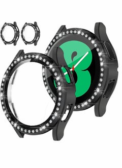 KASTWAVE Glass Protector, Case Cover Screen Protector, Protective Bumper Cover, for Samsung Galaxy Watch 4 40mm, Black 2 Pack  - Image 1