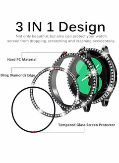 KASTWAVE Glass Protector, Case Cover Screen Protector, Protective Bumper Cover, for Samsung Galaxy Watch 4 40mm, Black 2 Pack  - Image 2