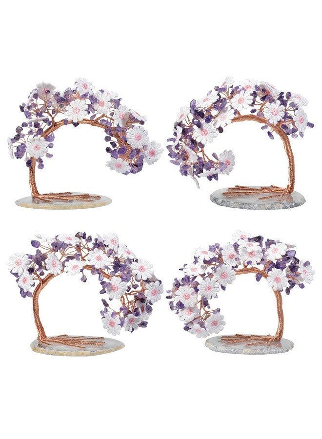 rockcloud Amethyst Crystal Money Tree Lace Flower with Agate Slice Base, Feng Shui Gemstone Tree of Life for Home Office Desktop Decor - Image 4