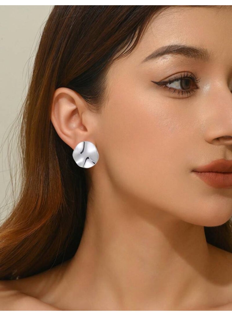 Dangle Charms Elegant & High Quality Stainless Steel Silver Plated Earrings For Women - Image 1