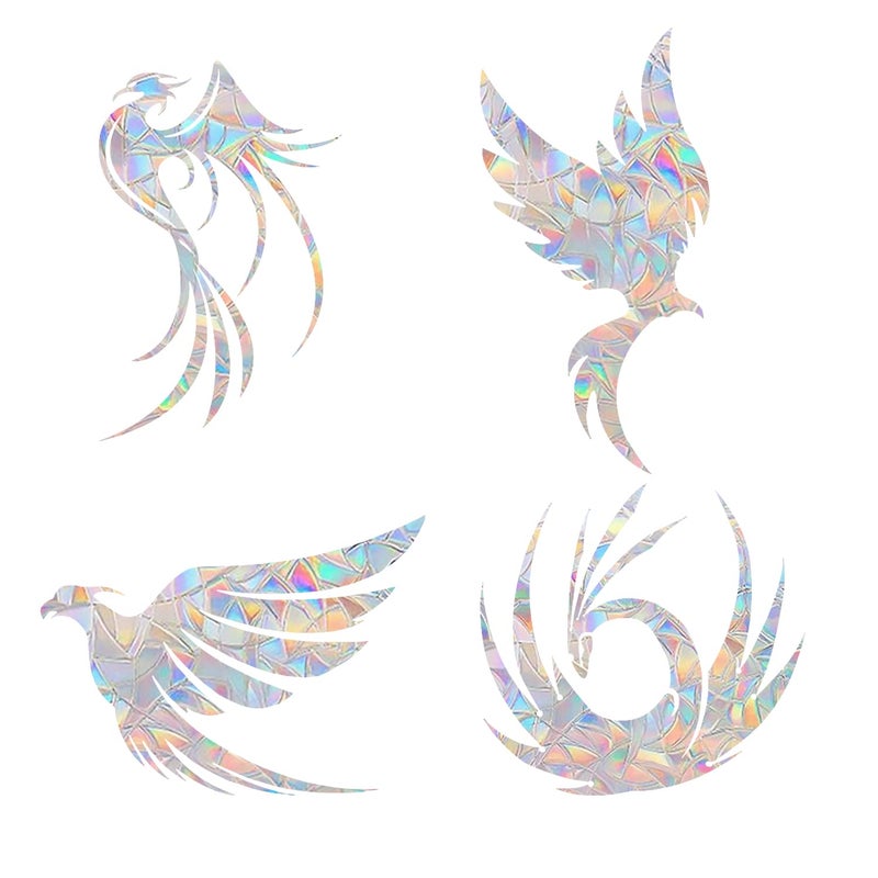 Tiz Tlloz Phoenix AntiCollision Window Clings  Glass Reminder Prism Decals  Avoid Birds Strikes  Decorate Your Glass Doors 12 Pieces JD017FENGHUANG 