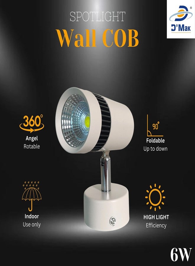 D'Mak D’Mak Adjustable 360 Degree LED Cob Focus Decorative Spotting Wall Track Light (6W, Warm White) -Set of 2 - Image 3