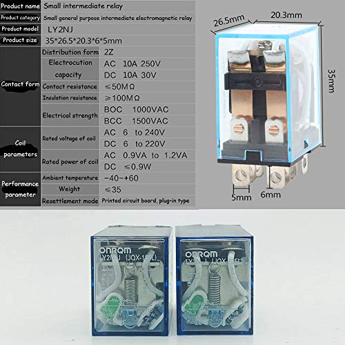 Ximimark 5Sets DC 12V Coil Power Relay LY2NJ HH62P JQX-13F DPDT 8 Pin 10A With Socket Base - Image 3