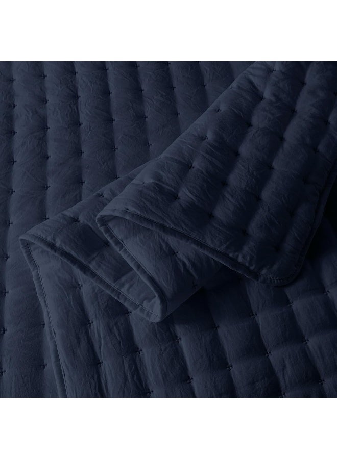 WDCOZY Navy Blue Queen Size Quilt Bedding Sets with Pillow Shams, Lightweight Soft Bedspread Coverlet, Quilted Blanket Thin Comforter Bed Cover, All Season Summer Spring, 3 Pieces, 90x90 inches - Image 5