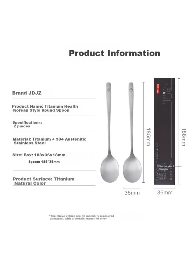 JD.com Jd Original Titanium Healthy Spoons, Soup Spoons For Home Use, Stainless Steel Korean-style Round Spoons [anti-corrosion And Rust-resistant], Set Of 2 - Image 5