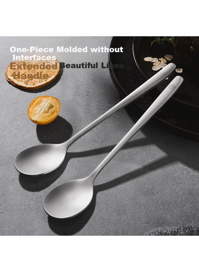 JD.com Jd Original Titanium Healthy Spoons, Soup Spoons For Home Use, Stainless Steel Korean-style Round Spoons [anti-corrosion And Rust-resistant], Set Of 2 - Image 3