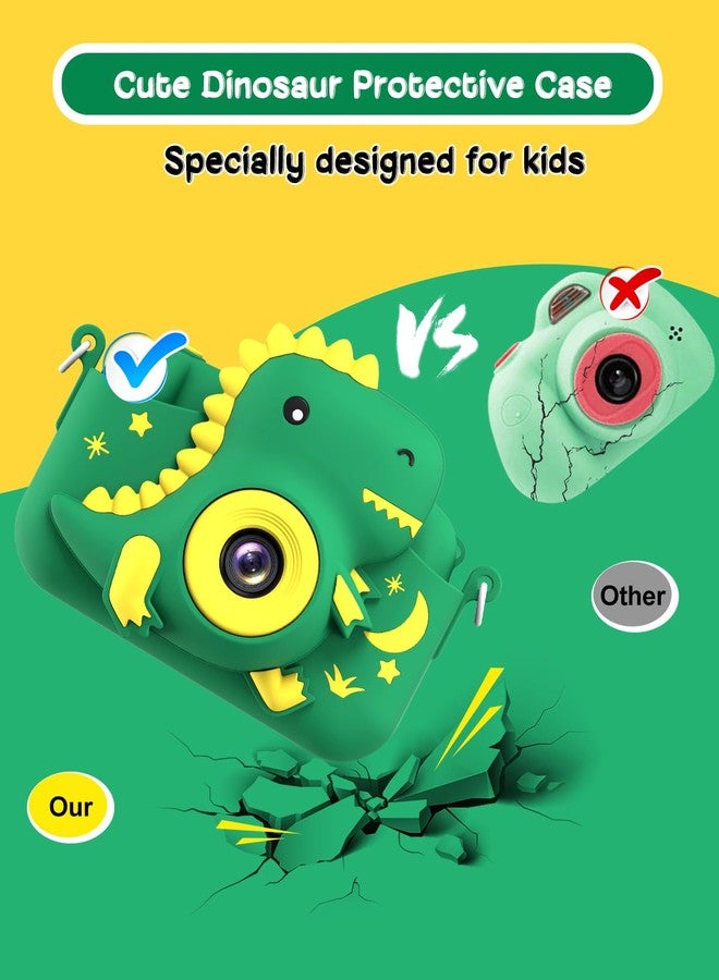 GREENKINDER Kids Camera, Dinosaur Toddler Digital Camera for Ages 3-12 Boys Girls Childrens, Christmas Birthday Gifts, Selfie 1080P HD Video Camera for 3 4 5 6 7 8 9 Years Old Boys Girls Toys Gifts - Image 3
