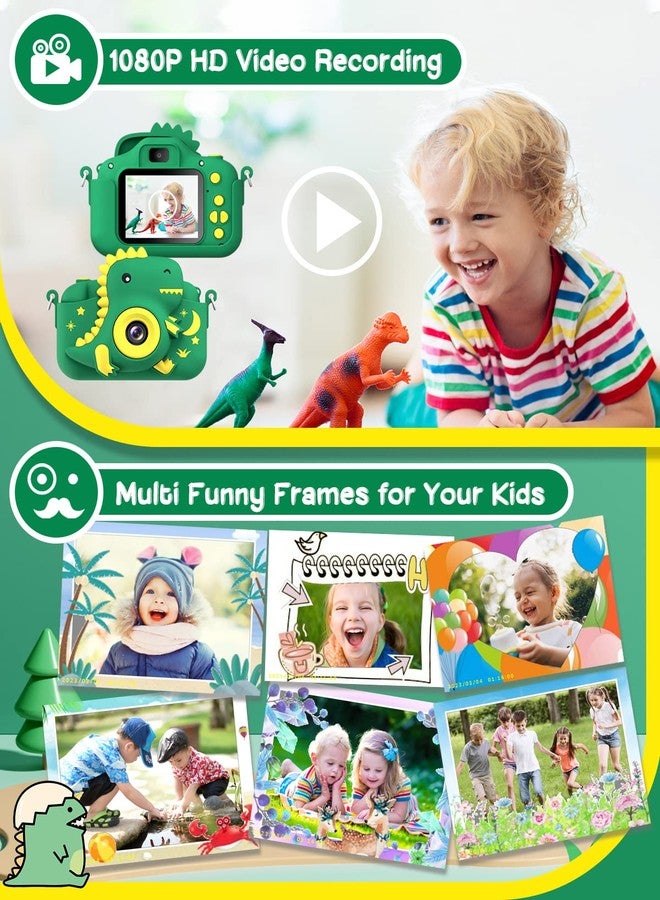 GREENKINDER Kids Camera, Dinosaur Toddler Digital Camera for Ages 3-12 Boys Girls Childrens, Christmas Birthday Gifts, Selfie 1080P HD Video Camera for 3 4 5 6 7 8 9 Years Old Boys Girls Toys Gifts - Image 5