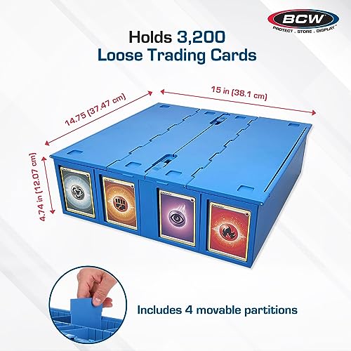 BCW Collectible Card Bin – Blue | Holds 3200 Cards | Includes 4 Dividers | Storage for Pokémon, MTG & Sports Cards - Image 3